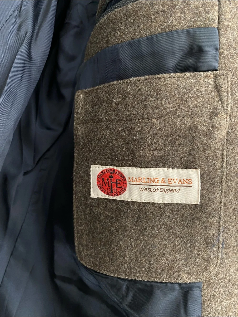 J. Crew Men’s Ludlow Marling & Evans Brown Wool Long Top Coat Size 44